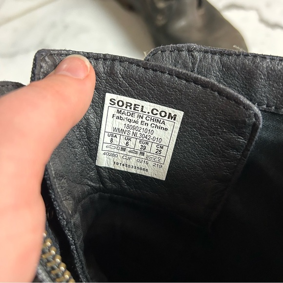 Sorel Emelie Conquest Black Lace-Up Side Zipper Combat Hiking Boots Size 8 - Picture 6 of 6